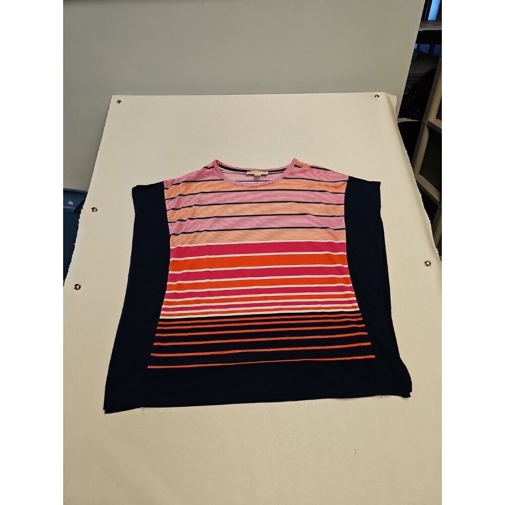 MICHAEL KORS Women's Striped Boxy Flutter-Sleeve Top Multi Stripe Size M